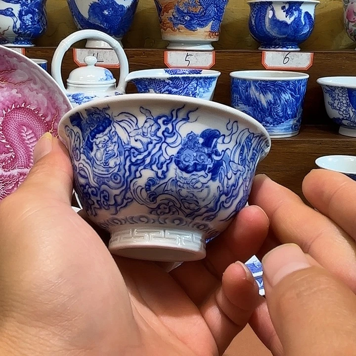 筆***候青花手工手绘人物压手