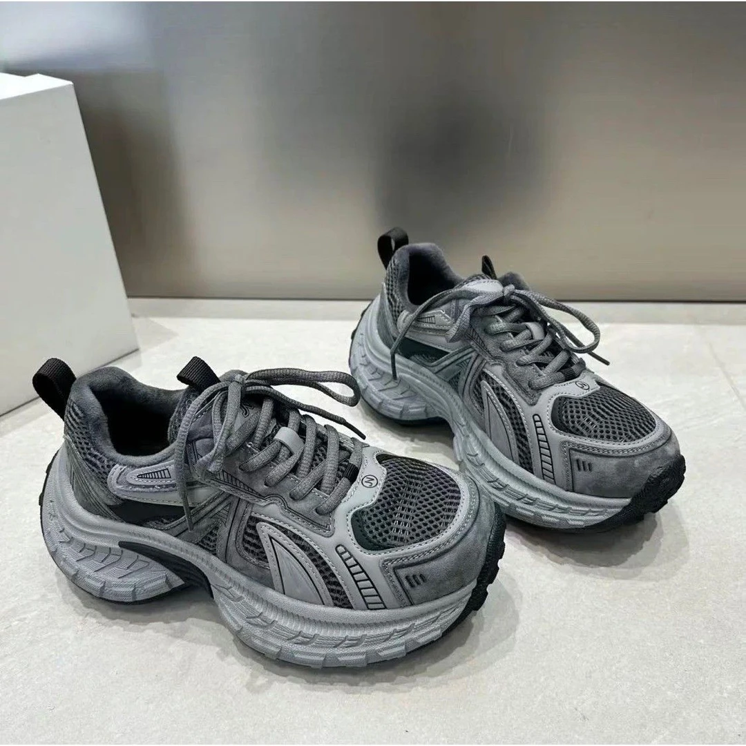 YQ冬款厚底老爹鞋女款加绒运动鞋美式鞋子新款女鞋爆款高级感