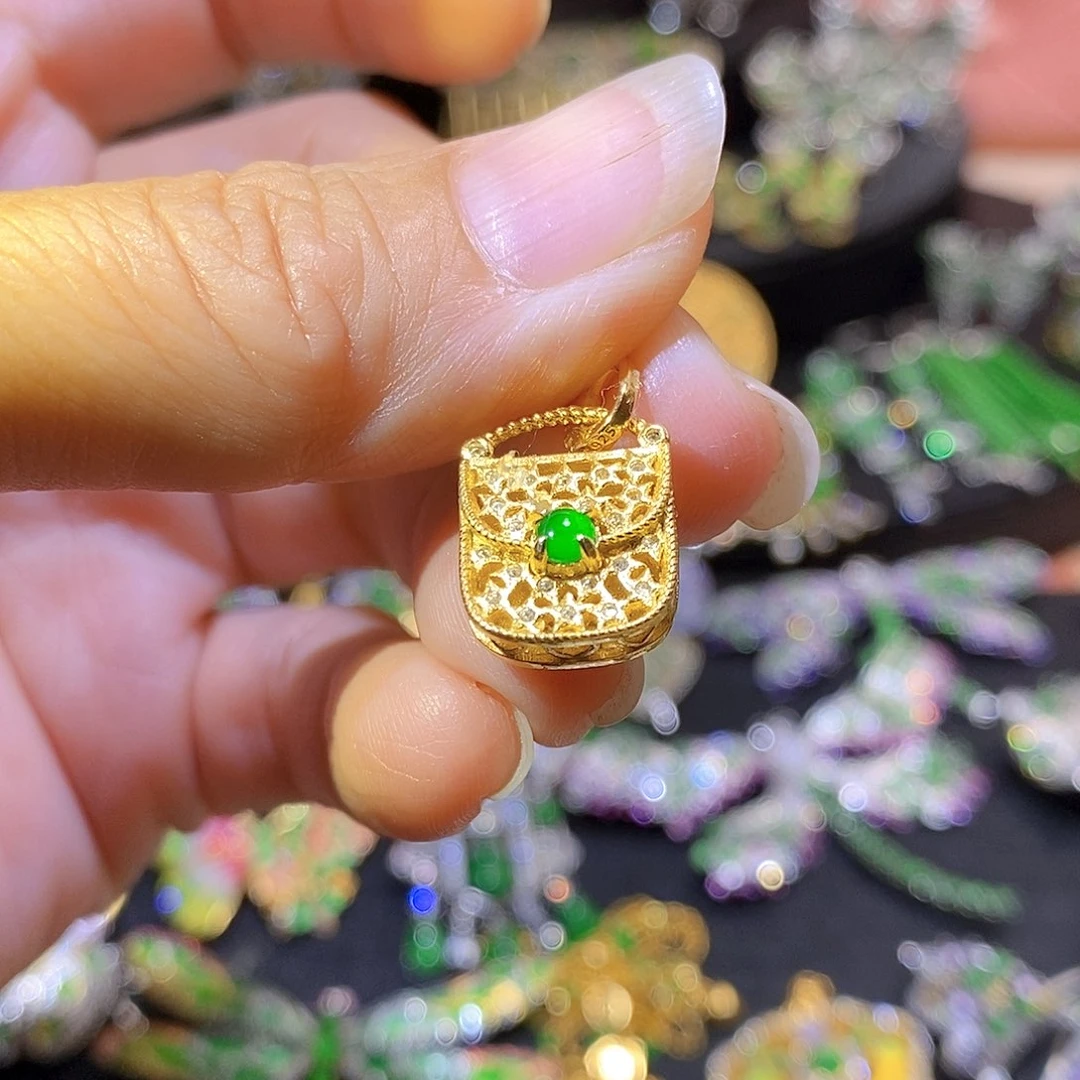 银S925镶嵌挂件翡翠