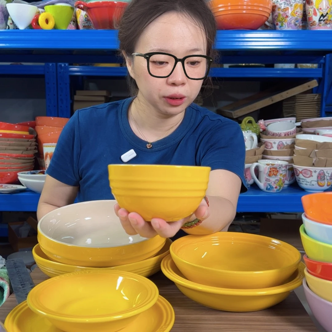 瓷落日黄米饭碗88