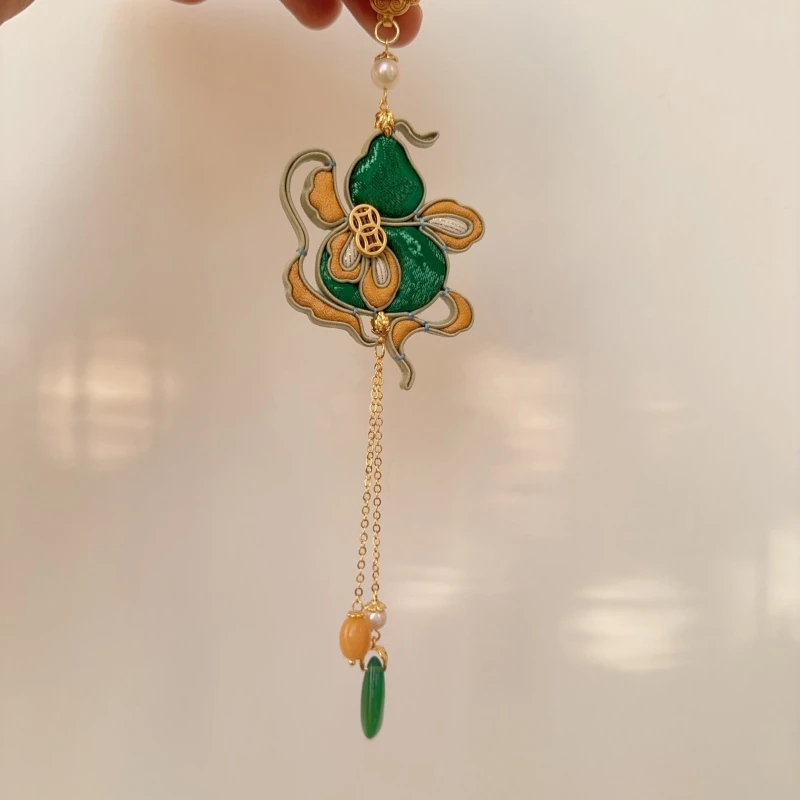 非金属布艺胸针 小众首饰葫芦压襟配饰手工时尚新中式配饰 暗八仙