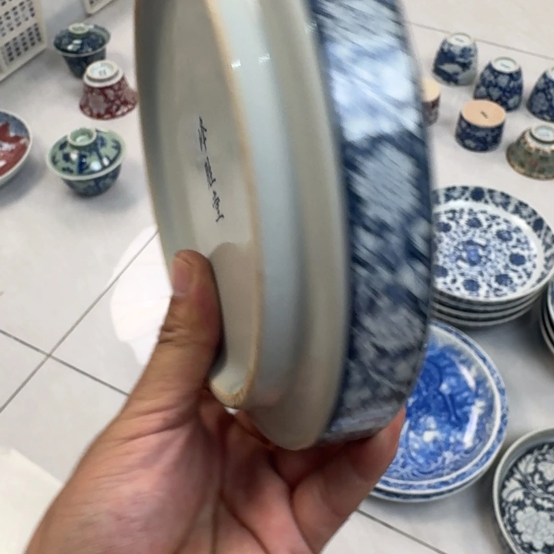 杯青花国色天香大壶承