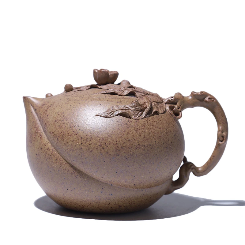 大吉羊柴烧 宜兴紫砂壶茶壶 原矿本山绿泥圣桃350ml徐顺伟