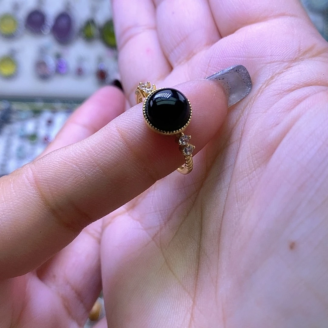 岫玉银S925镶嵌戒指