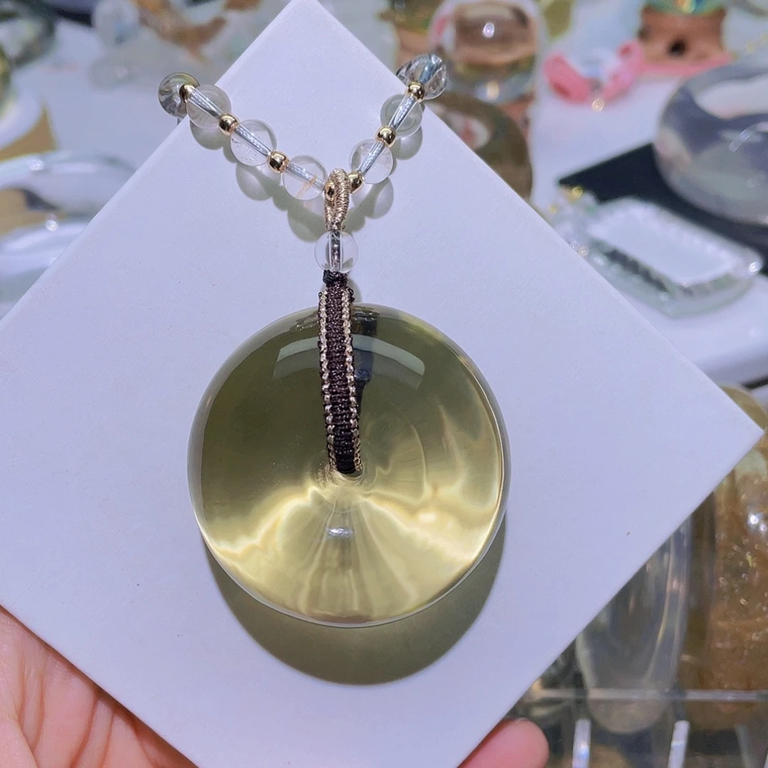 未镶嵌吊坠(赠链)水晶天然黄水晶平安扣吊坠