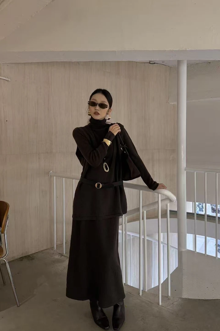 设计师千金风时尚老钱风慵懒风百搭时尚套装针织秋冬