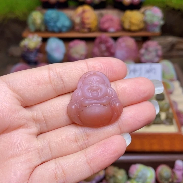 逍***喵未镶嵌玛瑙/玉髓珠宝半成品盐源玛瑙弥勒佛