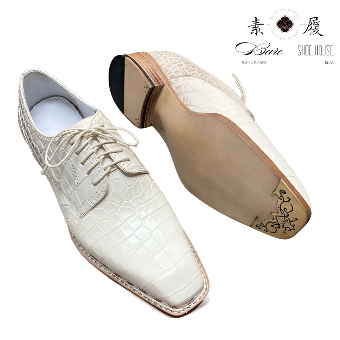 喜马拉雅鳄鱼皮时尚简约男士挪威缝私人定制商务皮鞋