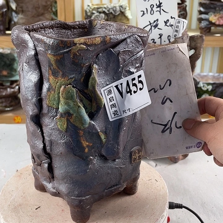紫砂花盆景德镇陶瓷455