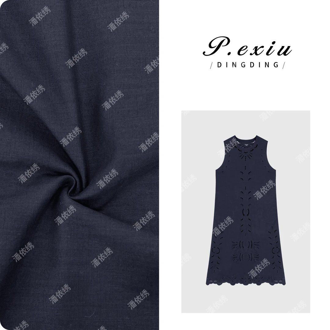 PanYiXiu/潘依绣【度假日】苎麻镂空绣花重工连衣裙套装 W-62706