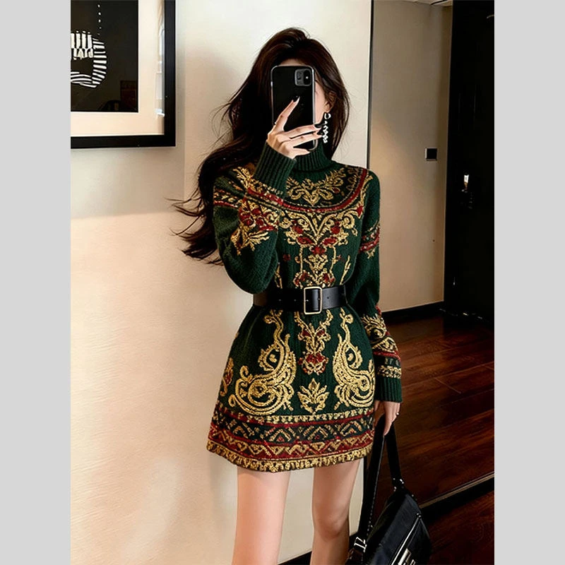 独特漂亮绝美气质高级感针织连衣裙女2025年秋季新款今年流行爆款