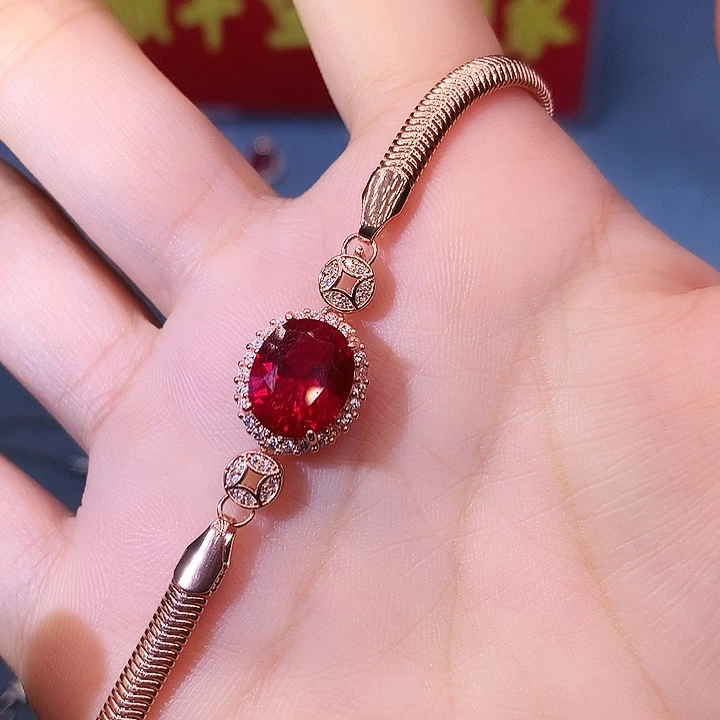 红宝石手链银S925镶嵌
