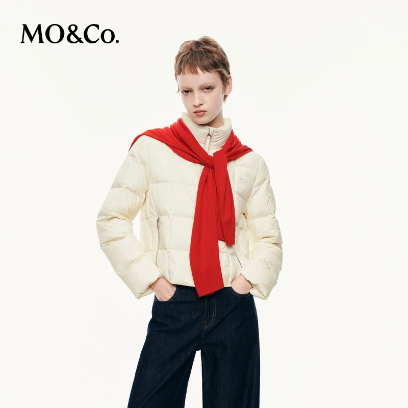 MOCO羽绒服2025秋新品90鸭绒防风无压云感立领短款箱型MBE3EINT06