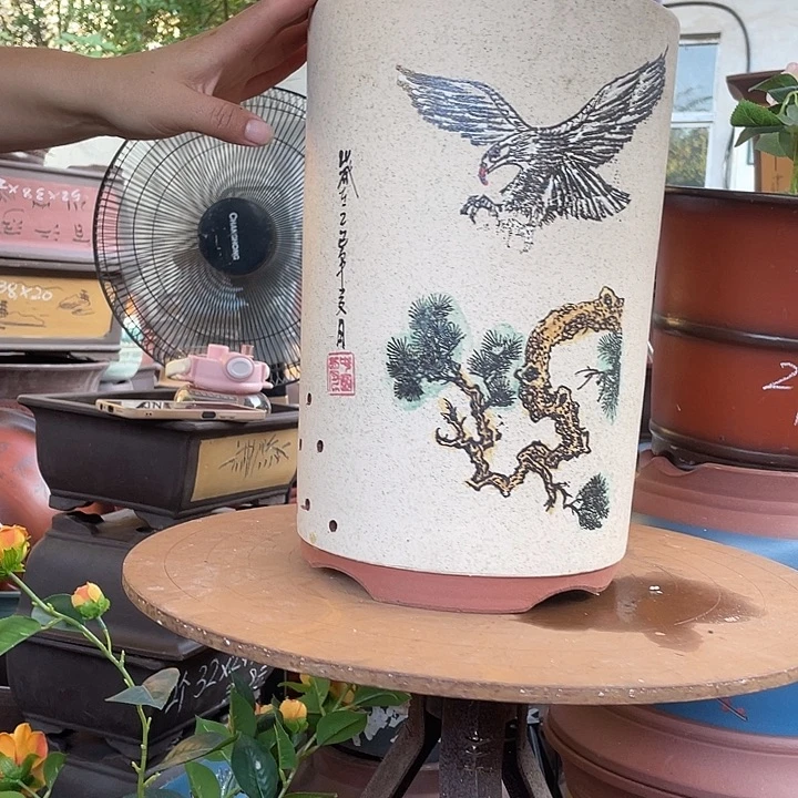 白老鹰笔筒大花盆紫砂花盆