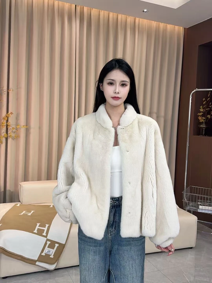 【叁晚晚】2025新款水貂天鹅绒级外套整貂秋冬气质大衣女