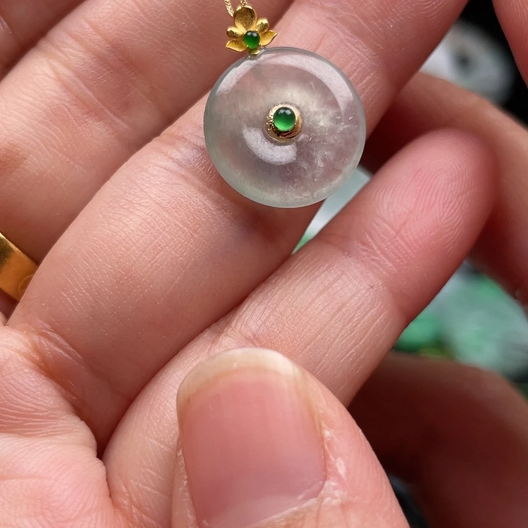 翡翠18K金镶嵌吊坠(不含链)