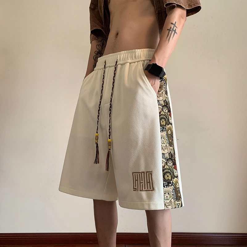 男女通穿款短裤-2025夏季新品透气清凉通勤休闲刺绣短裤