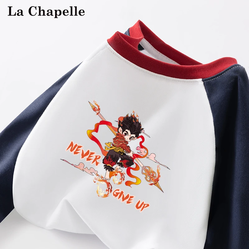 拉夏贝尔男童T恤儿童Q版哪吒丙丙春装中大童春季新款潮酷打底衫春