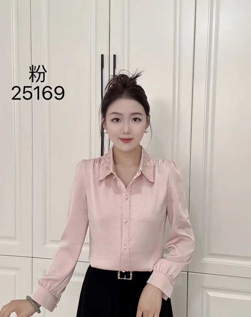 秋季新款长袖百搭衬衫时尚百搭显瘦气质开衫上衣女#25169