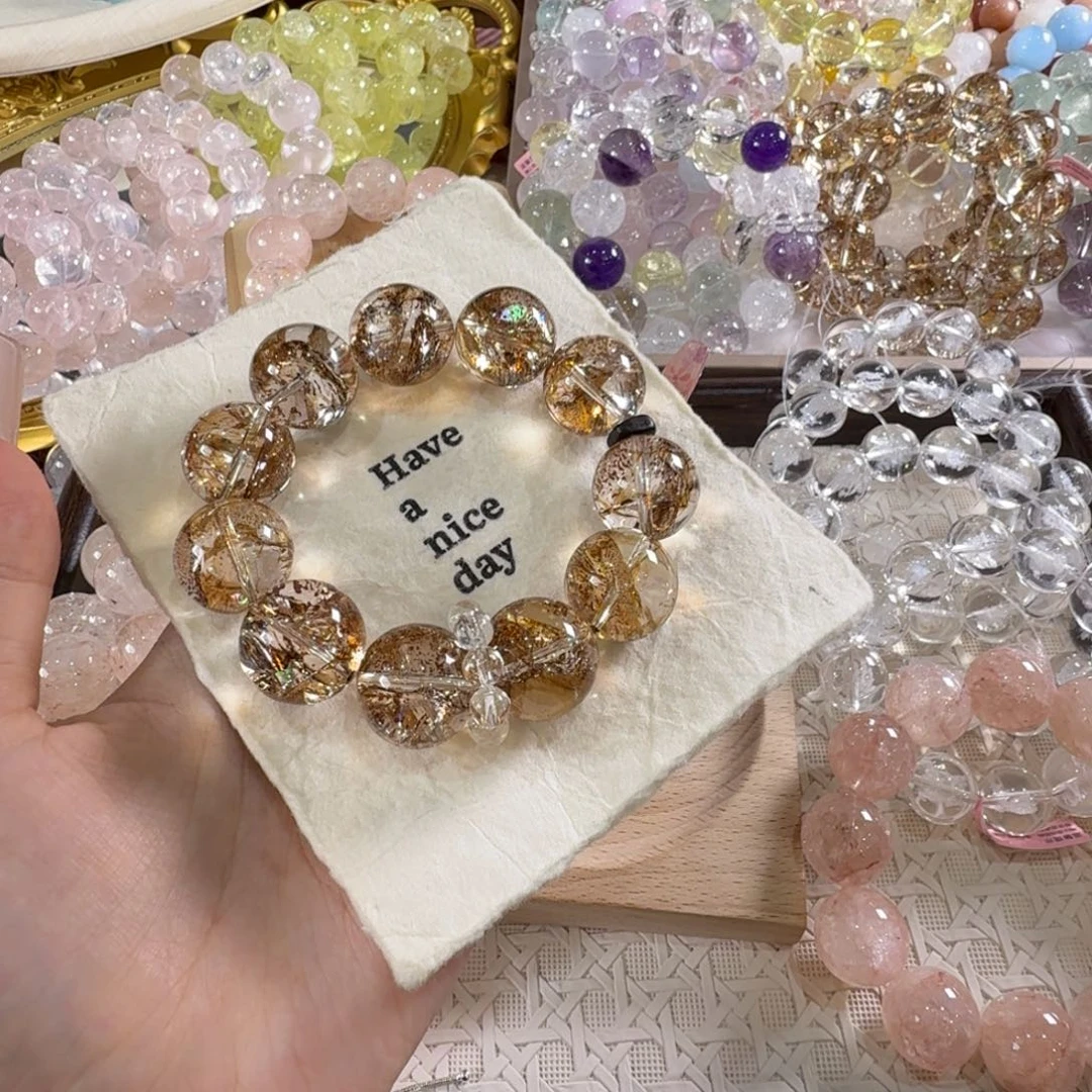 麻***料未镶嵌手链水晶金箔19