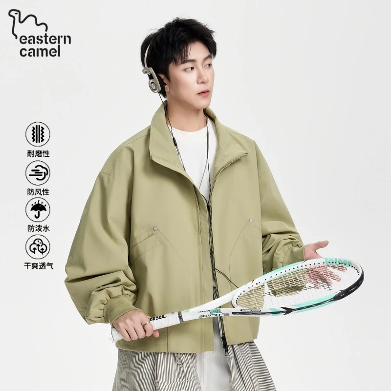东方骆驼休闲夹克男翻领青年外套春秋季2025新款宽松短款立领扩版