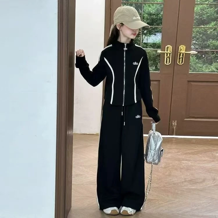 2025秋季新款女童运动裤开衫上衣中大童