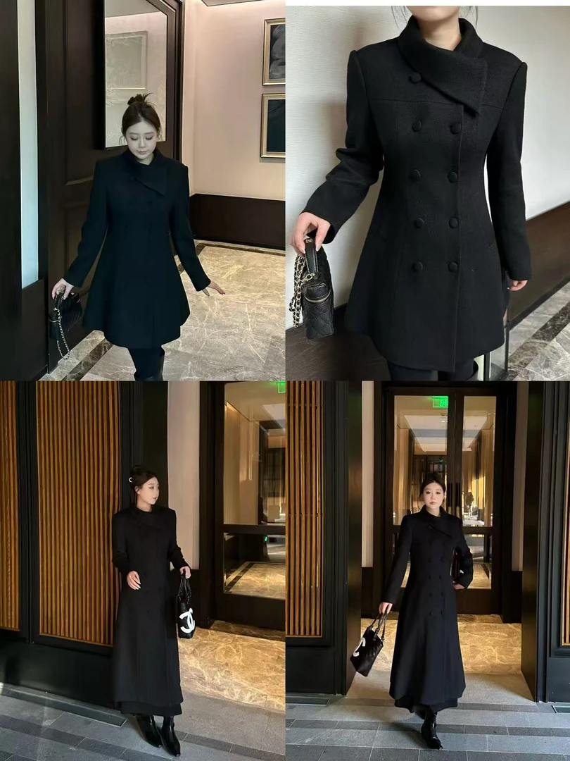 琪琪怪怪大码女装【奥黛丽】精致法式翻领收腰显瘦毛呢外套C18013QQ