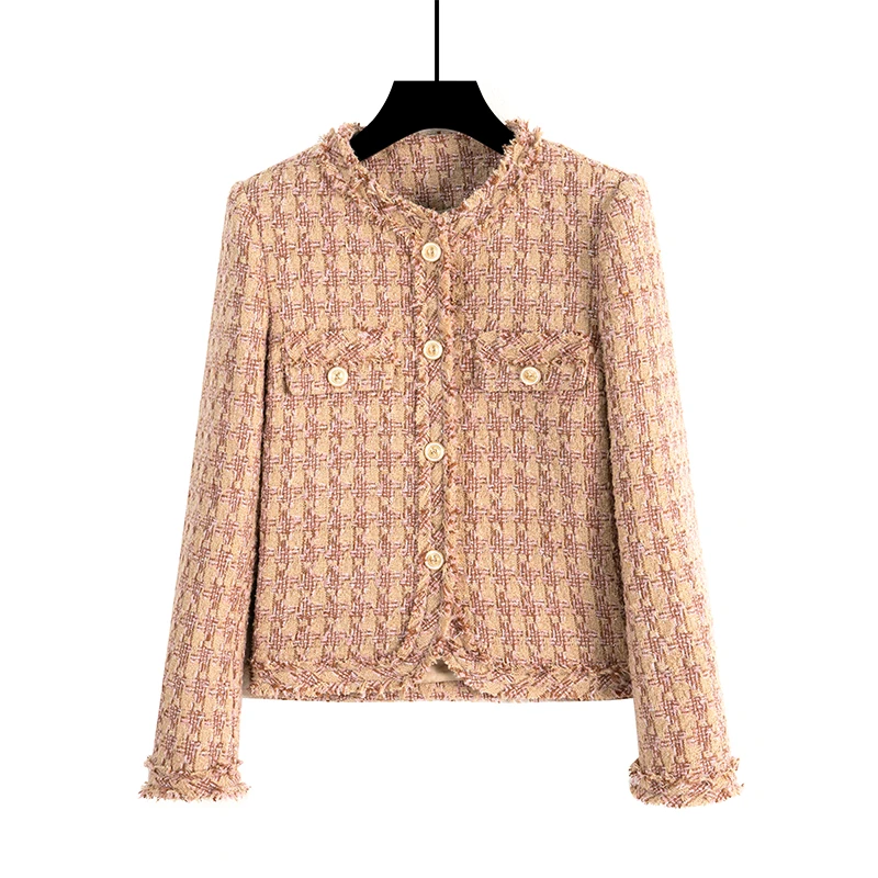 【海底珊瑚】2025春季新款时尚短款气质小香风法式轻奢外套