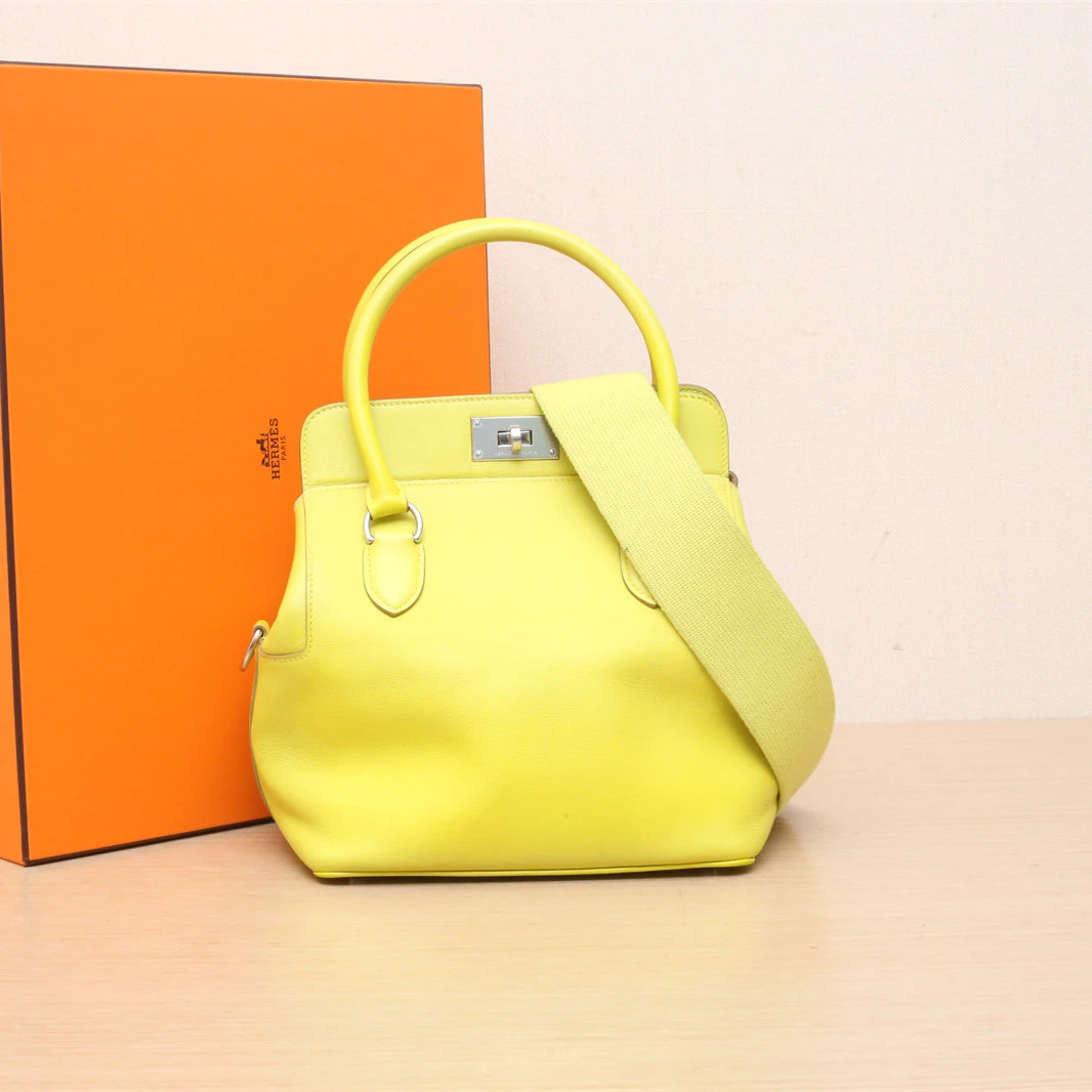 95新 Hermes/爱马仕 【娇活动】牛奶盒子20柠檬黄Sw皮 框O 196279