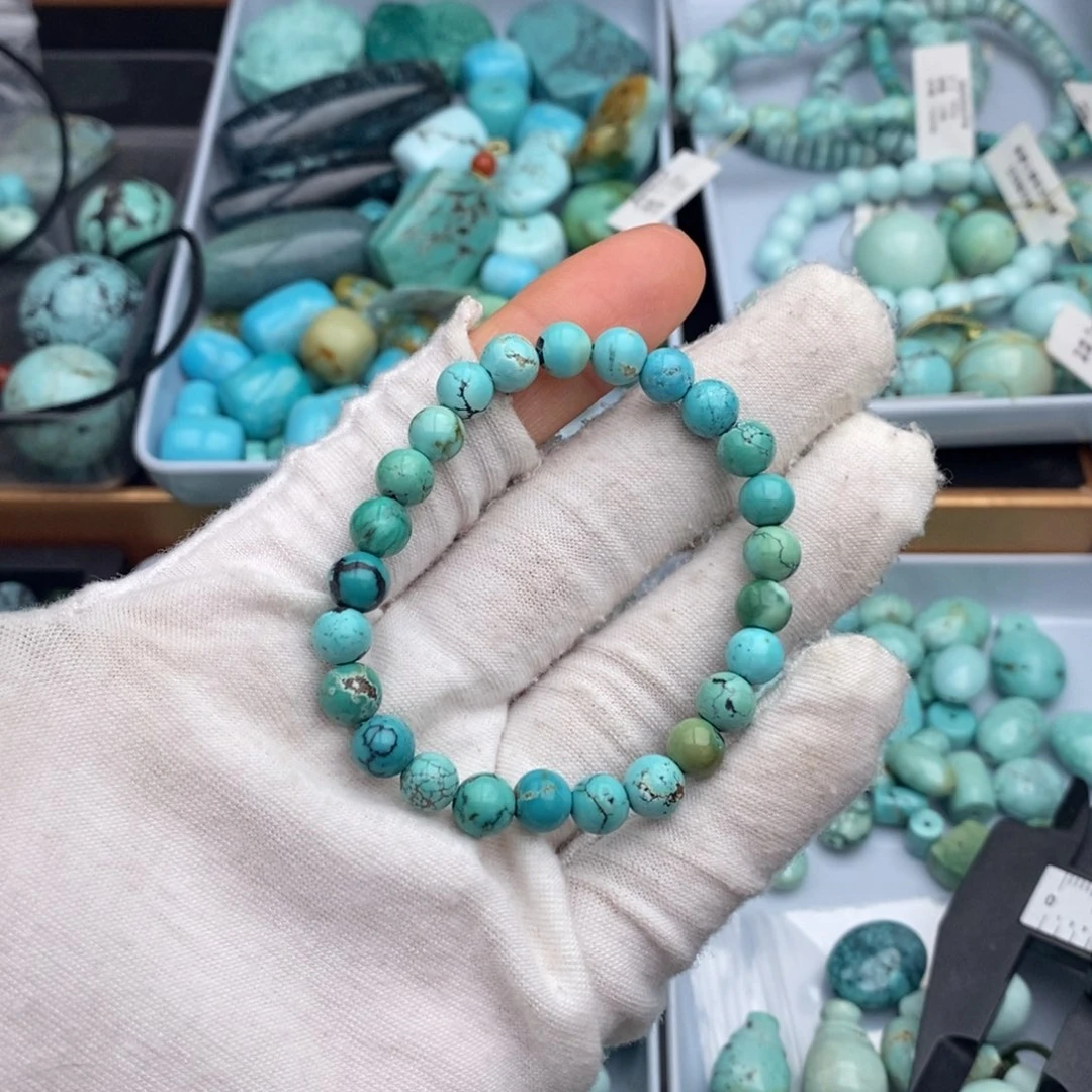 未镶嵌绿松石卡6圆珠手串