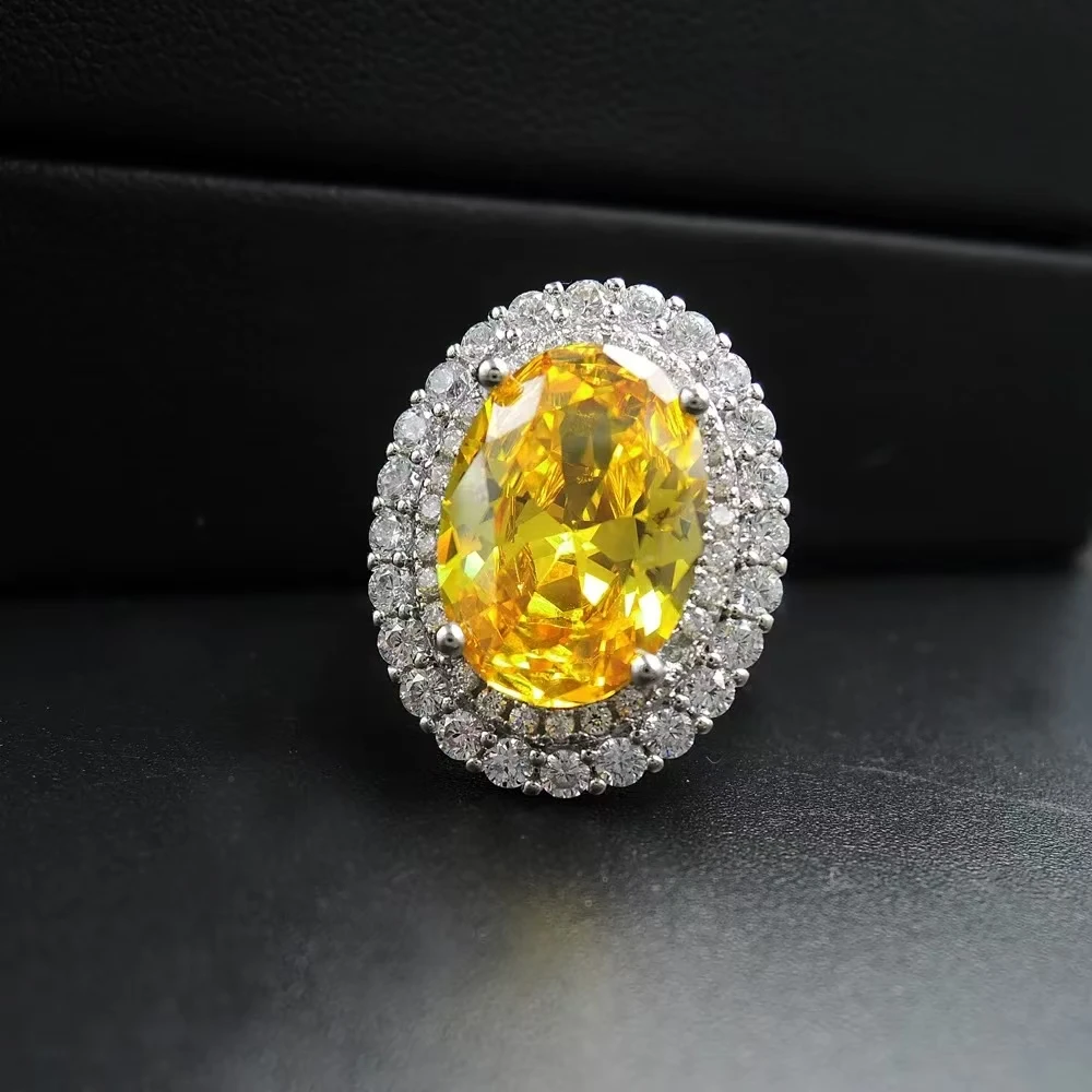 【南非库里南】NFKLN 高端奢华定制 金色太阳花豪镶蛋面戒指 061