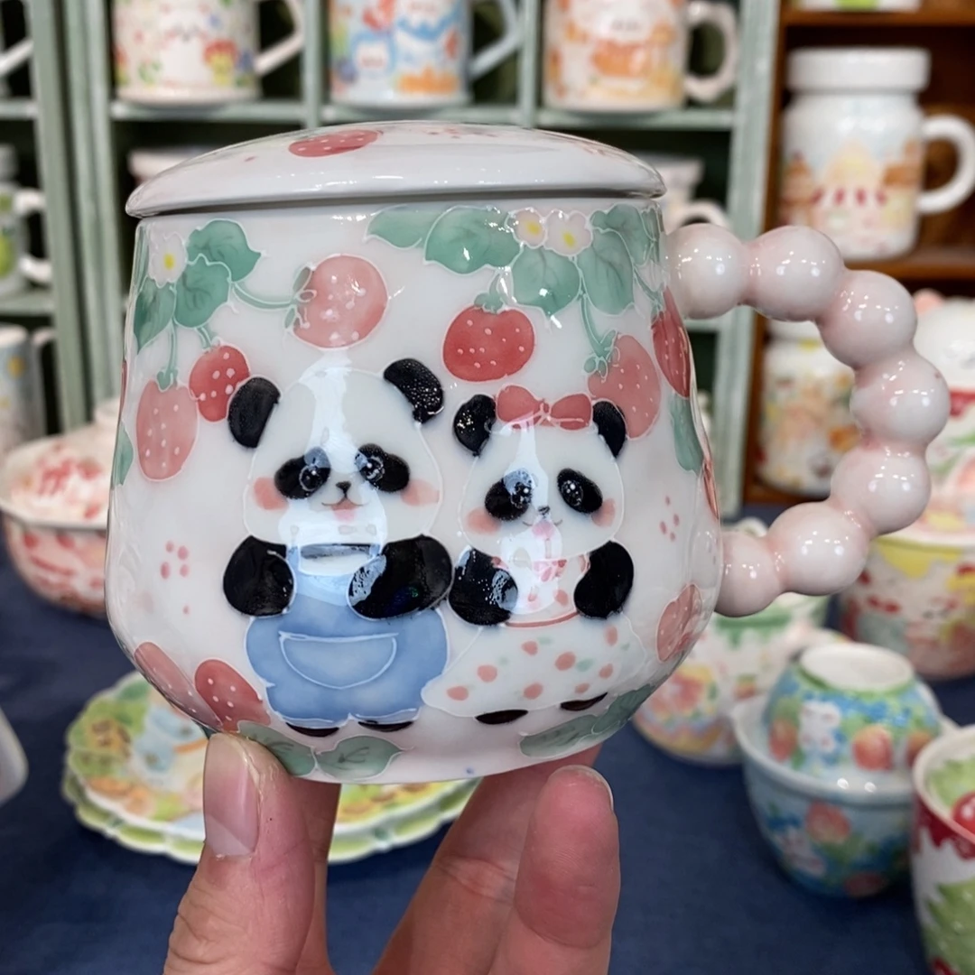 瓷片熊猫马克杯微瑕