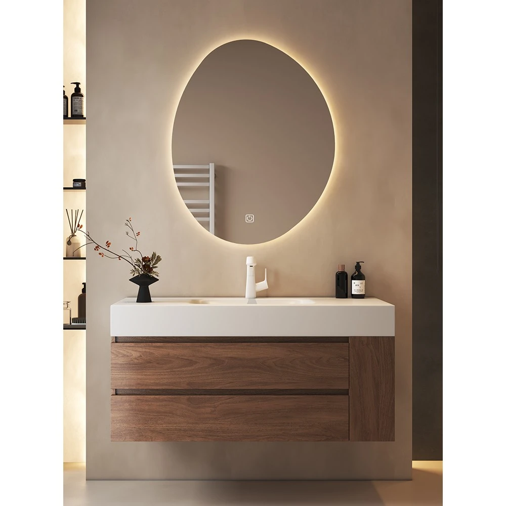 蜂窝铝浴室柜组合岩板一体盆洗漱台卫生间洗手池洗脸盆侧边开放格