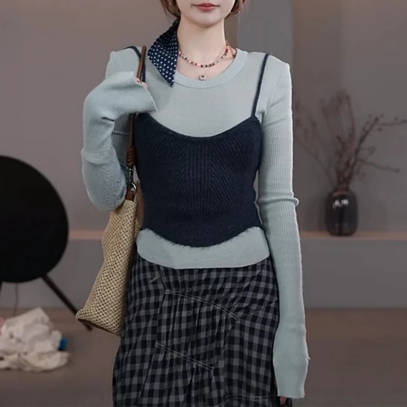 2025新款时尚百搭休闲宽松设计感小众长袖T恤上衣女