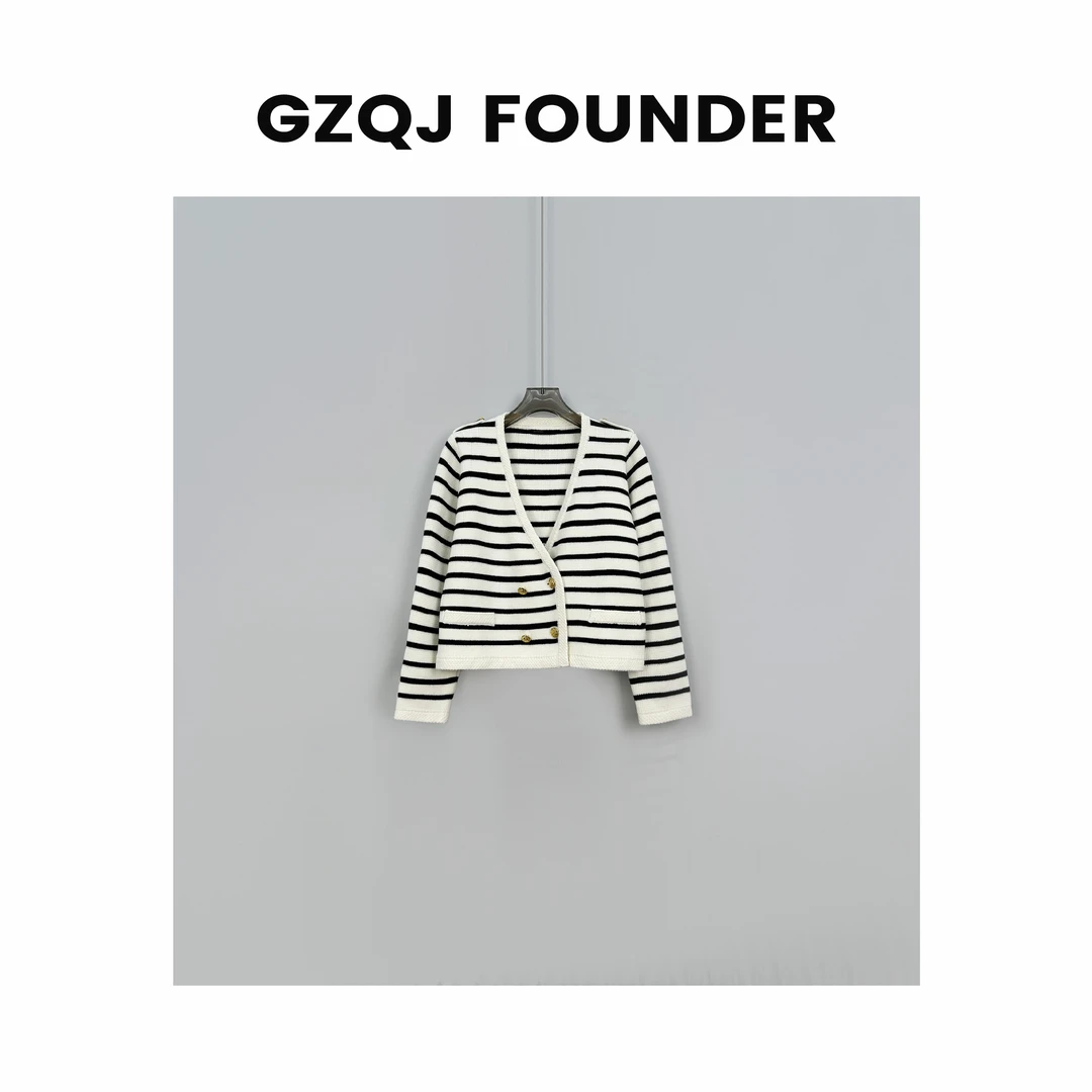 老琴私服【秋日巴黎】小香风条纹羊-毛针织衫外套946