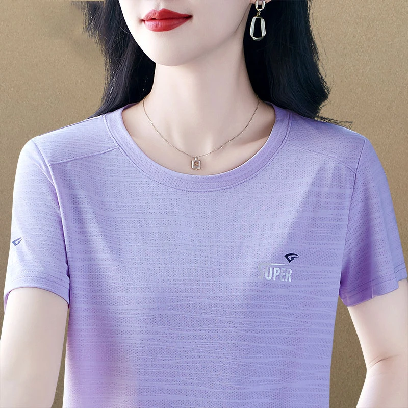 同款优选品牌时尚圆领短袖T恤女士夏季新款2025洋气宽松百搭上衣