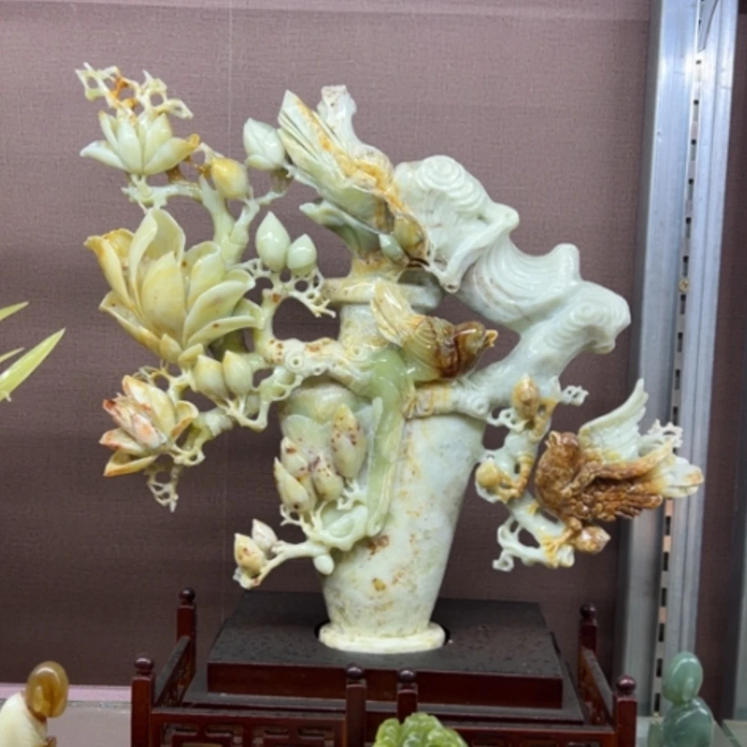 【闪购商品】未镶嵌蛇纹石玉珠宝奇石玉兰花