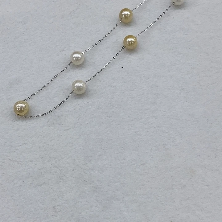 海水珍珠银S925镶嵌颈饰白金满天星7-9mm