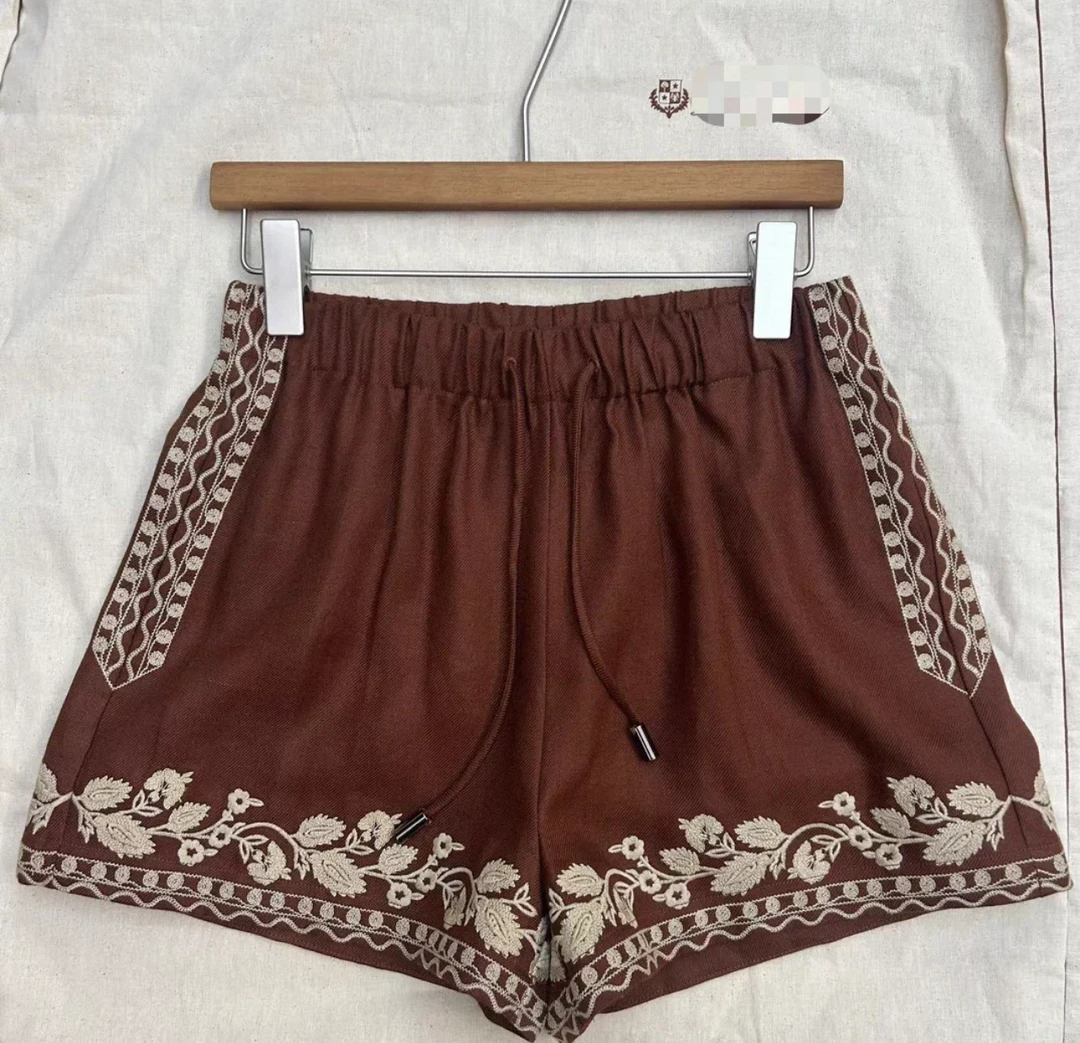 【se7en】LP新款精致刺绣松紧腰短裤夏日气息百搭休闲女230