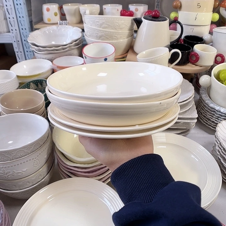 瓷片瑕疵特价陶瓷深盘浅盘4只