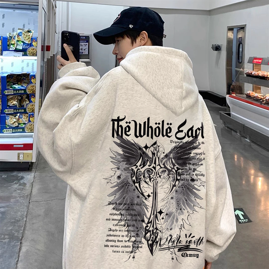 重磅加绒加厚连帽卫衣宽松双层帽男女同款潮酷设计男装秋冬季长袖