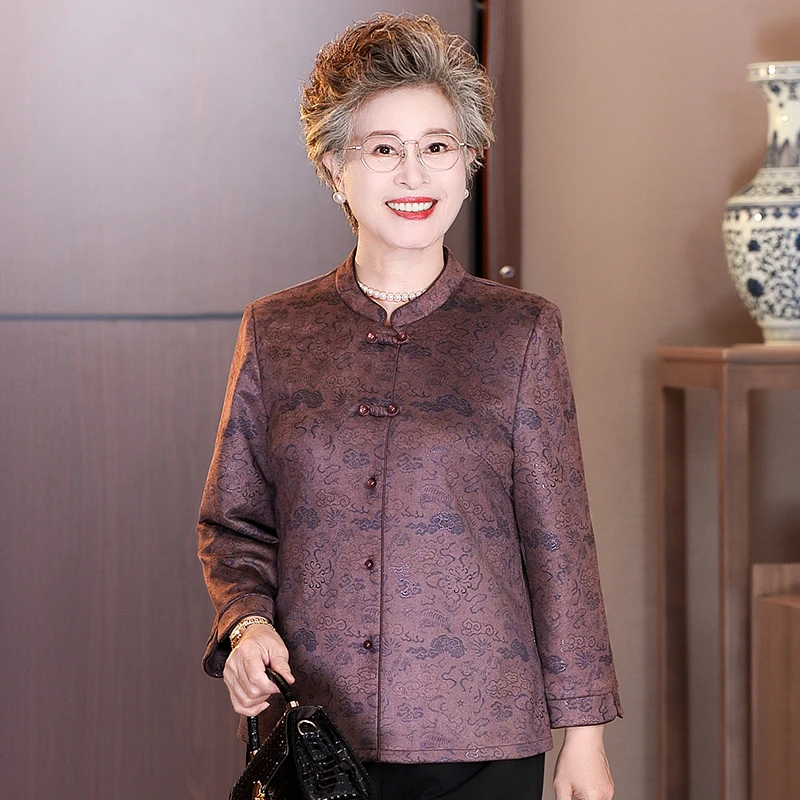 中老年女妈妈装高档洋气秋装新中式国风衬衫老人奶奶太太秋季衣服