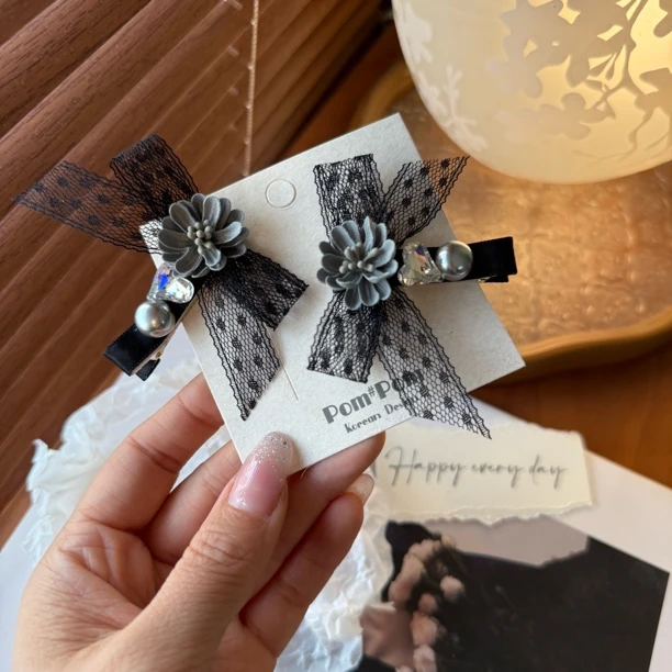 8263小香风花朵边夹发夹