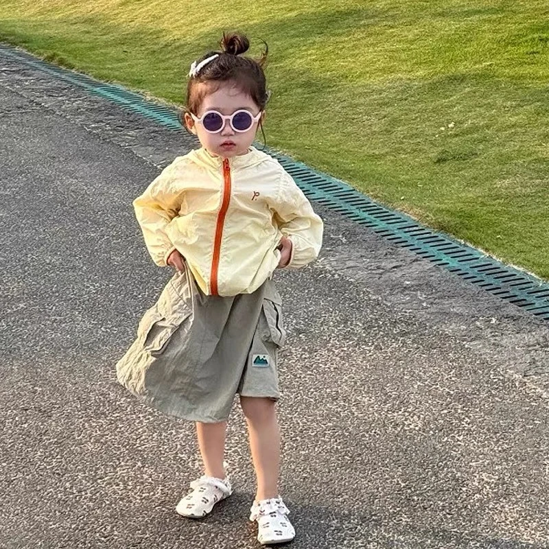 【实体品质】夏季新款儿童防晒衣轻薄款韩系撞色拉链男女童同款休闲