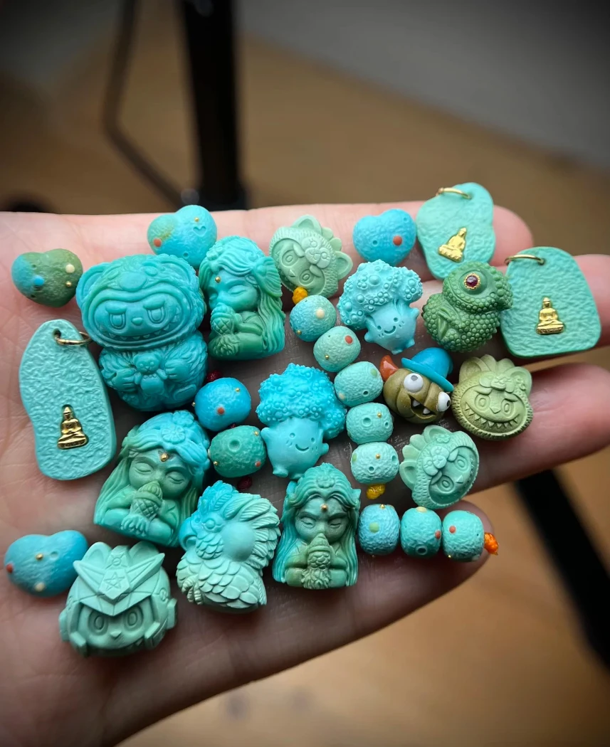 纯手工打磨雕刻圆珠老型珠对珠配饰以直播间为准