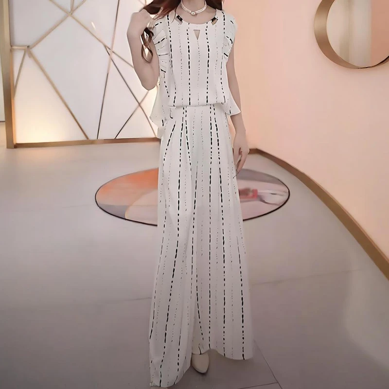 夏季时尚女神减龄上衣阔腿裤套装女洋气宽松休闲百搭显瘦两件套潮