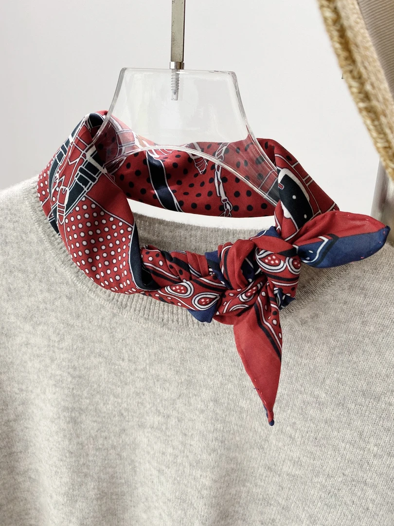 复古腰果丝巾真丝桑蚕丝丝绵混纺中方巾百搭围巾护劲装饰领巾新款