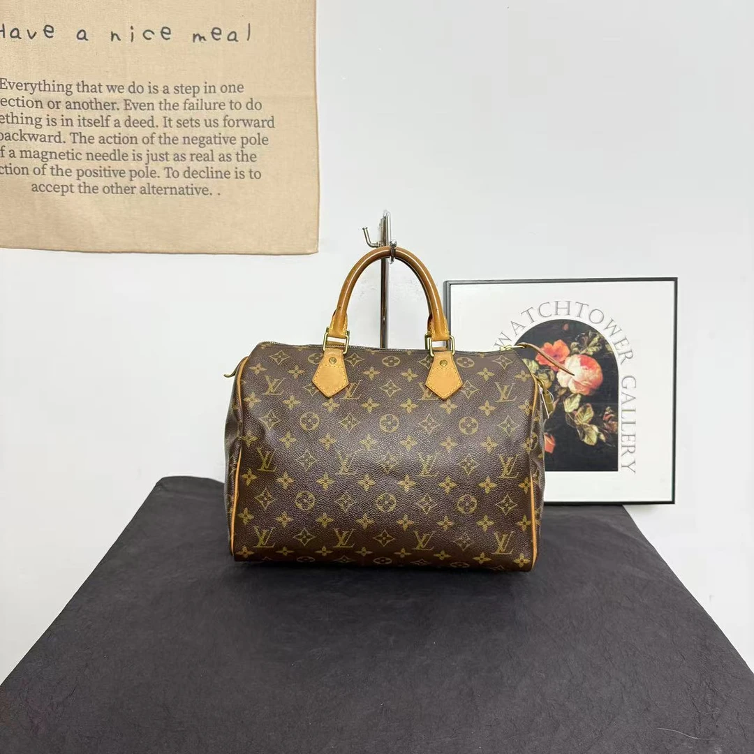 95新 LouisVuitton/路易威登 Lv 老花speedy 30/波士顿手提包