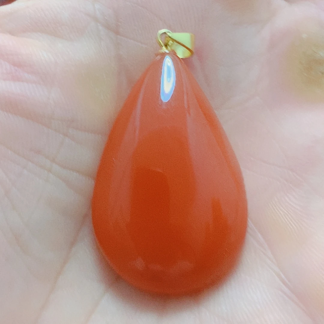 南红玛瑙银S925镶嵌吊坠(不含链)