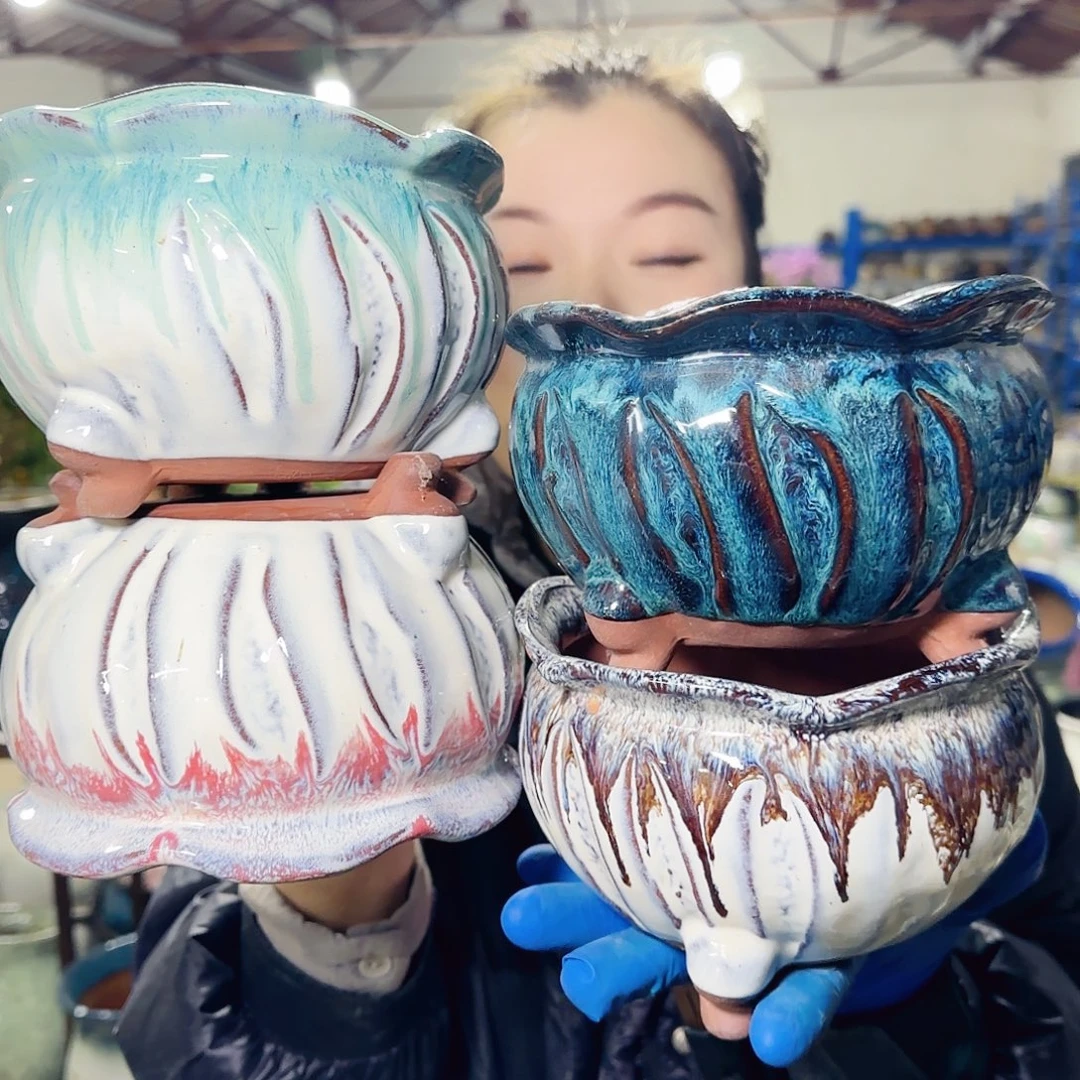 紫砂花盆高11口15